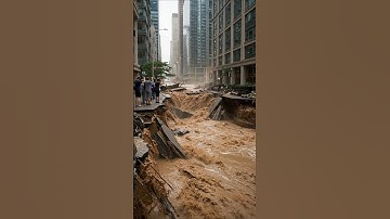 🌊 Flood causes collapse of downtown high-rise buildings! 😱🏚️ #FloodDisaster