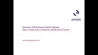how to create items in dynamics 365 business central