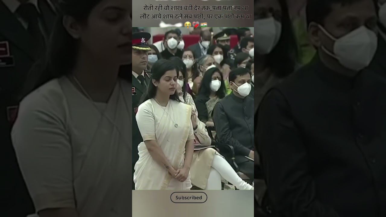 Aakriti Sood, wife of Major Anuj Sood of 21 Rashtriya Rifles, receives his Shaurya Chakra.