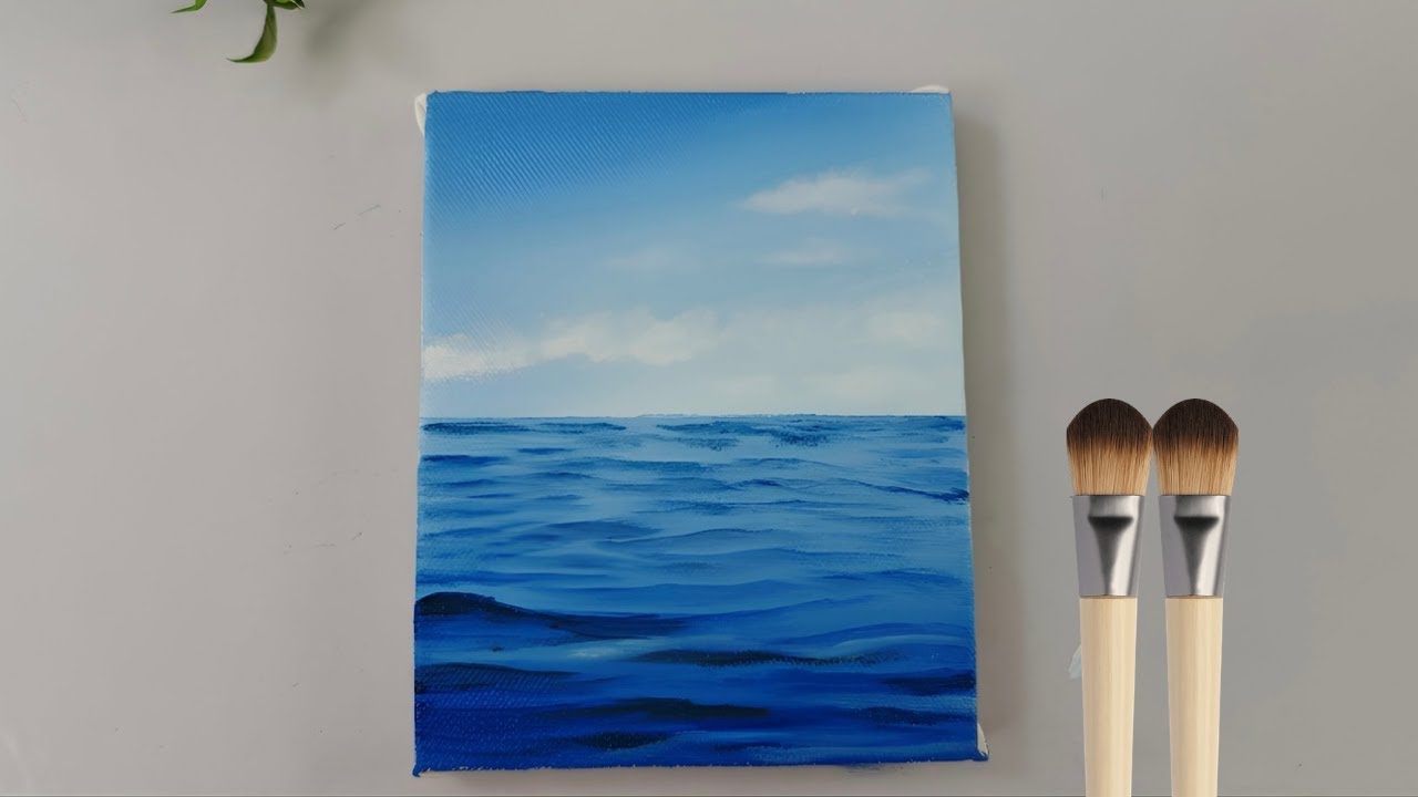 How to Paint Ocean with Acrylic / Easy step-by-Step Tutorial for ...