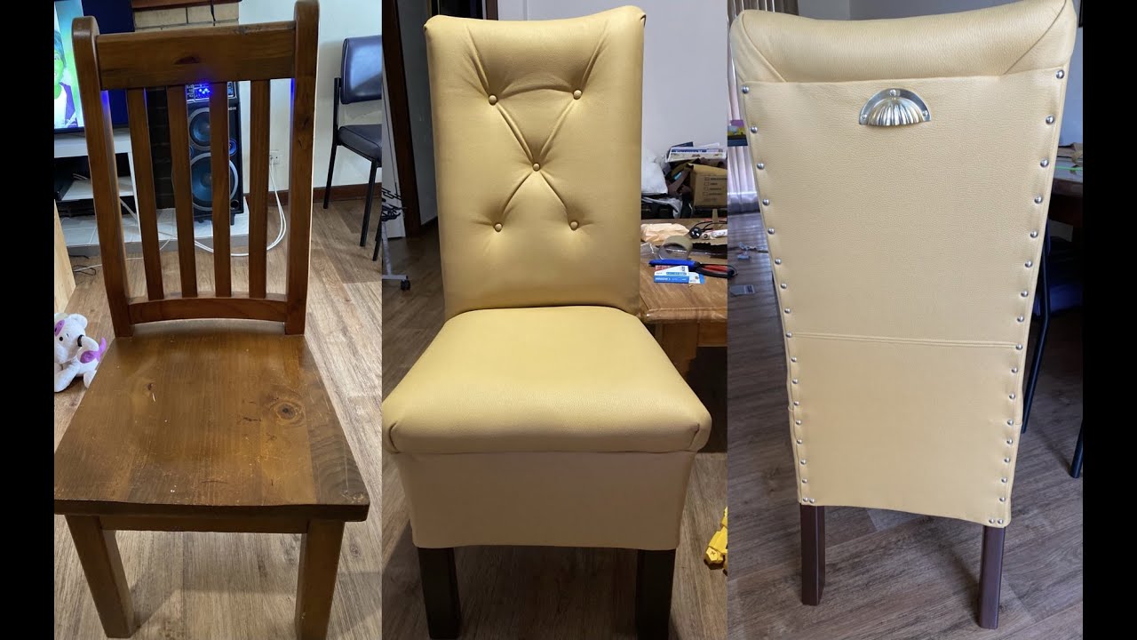 DIYmakeover wooden➡️upholstered dining chairs 