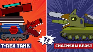 T-Rex Tank vs Chainsaw Beast: Clash of Dino Tanks and Monsters