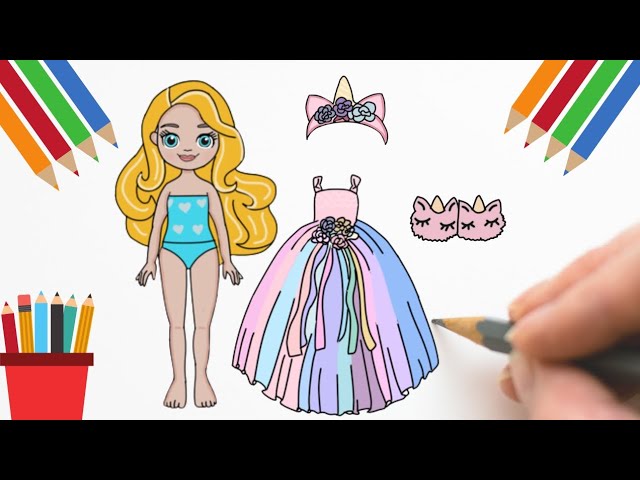 Desenhos de Boneca Para Colorir - Lindas e Fofas Com Vestidinhos