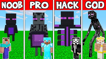 Minecraft ENDERMAN STATUE HOUSE BUILD CHALLENGE- NOOB vs PRO vs HACKER vs GOD in Minecraft Animation