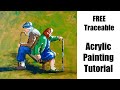 Learn to paint loose | FREE traceable | acrylic painting tutorial | step by step instructions