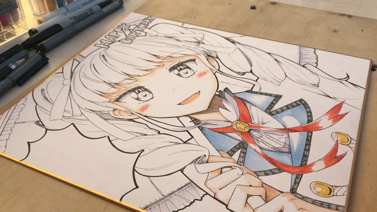 2分秒で見れる 色紙メイキングvol 3 Illustration Making Youtube