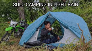 SOLO MOTORCYCLE CAMPING IN LIGHT RAIN - SOOTHING RELAXATION - STRESS RELIEF - ASMR