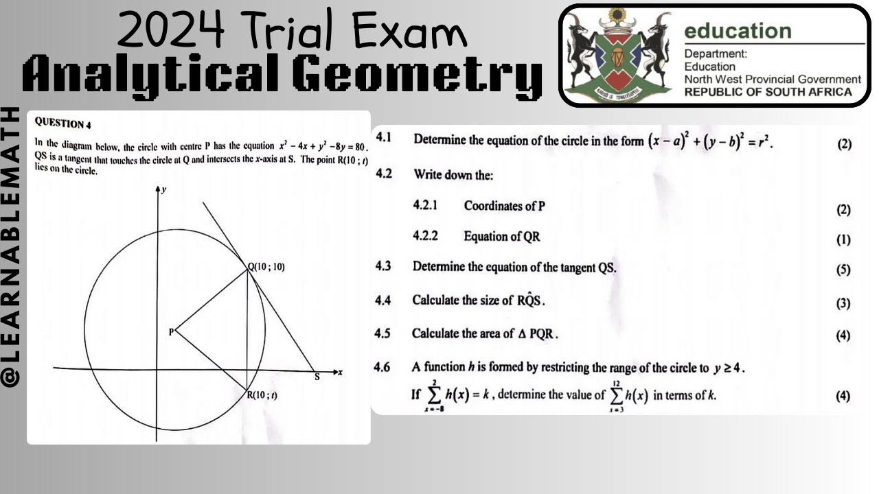 2024 Trial Exam North West Mathematics P2 Question 4