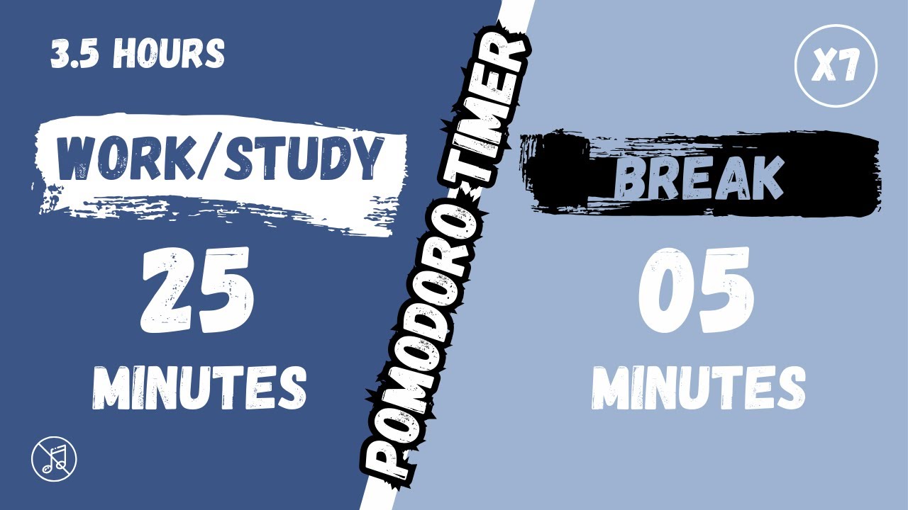 25/5 Pomodoro Timer 3.5 Hours Timer No Music Deep Focus 25 Minutes ...