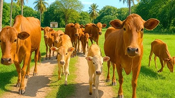 Aktivitas Sapi Lembu kampung Berkeliling Menuju ladang, Suara Sapi Moo, Sapi Lucu Beramai ramai