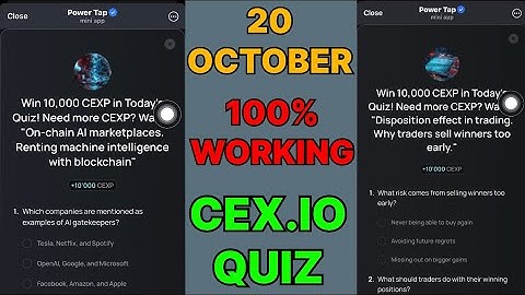 Cex.IO Quiz Answers Today 20 October | Cex.io Daily Quiz | Cex io daily combo |