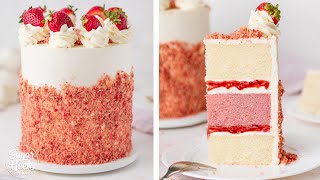 Homemade Strawberry Crunch Cake Recipe