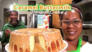 Caramel Buttermilk Pound Cake | Highly Requested | He Said It Reminds Him of a Caramel Candy Apple!