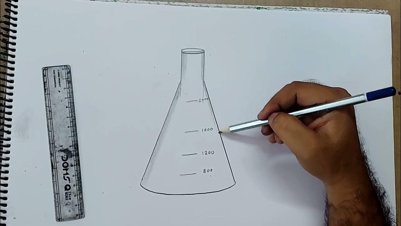how to draw erlenmeyer flask I how to draw conical flask I how to draw