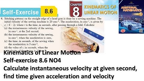 Kinematics of linear motion self-exercise 8.6 Q4 latihan kendiri 8.6 add maths kinematik kssm form 5