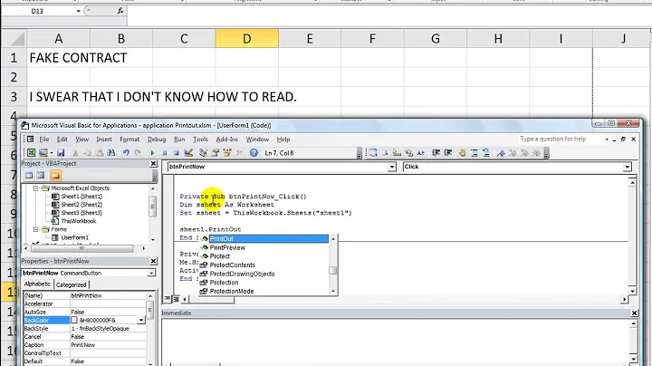 Excel VBA Basics #31 Send Sheets Straight to Printer using PrintOut Method