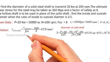 Problem 3 | shafts subjected to twisting only