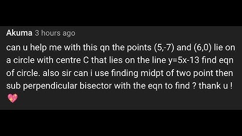 Circles: XI- Find the equation of the circle passing through 2 points and centre lying on a  l line.