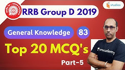 7:00 PM - RRB Group D 2019 | GK by Rohit Baba Sir | Top 20 GK MCQ's | Part-5