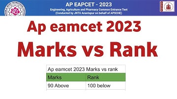 AP EAMCET( EAPCET ) 2023 marks vs rank | ap eamcet 2023 marks vs rank analysis