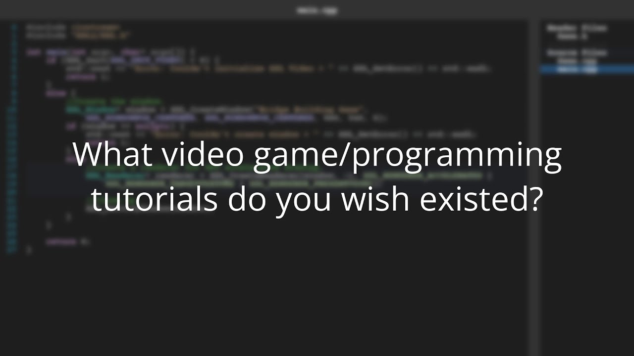 What video game/programming tutorials do you wish existed? - YouTube