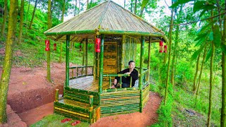 Build Bamboo House In The Forest To Survive During Heavy Rain - Full Video