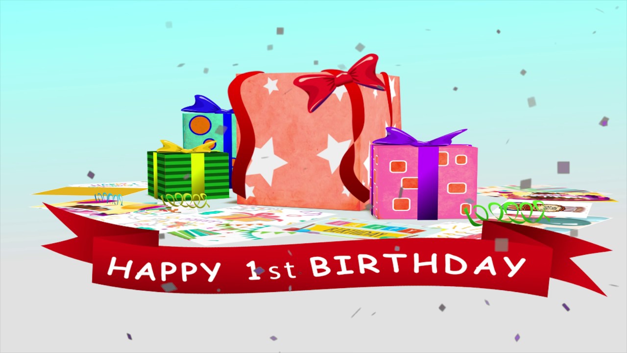 Happy 1st Birthday Present Animation Youtube