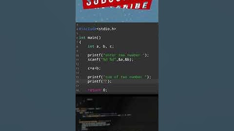 #8 Make a c program to print sum of two number in c | Programing computer | #shorts