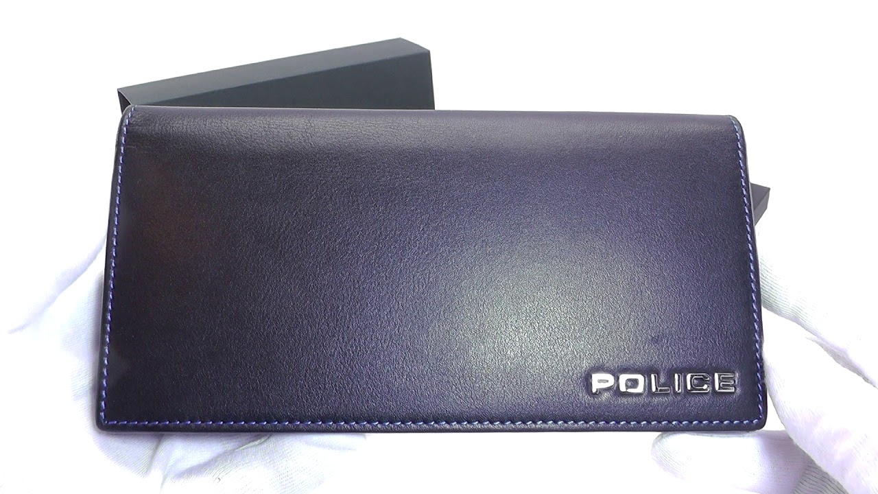 ポリス(POLICE) 2つ折り長財布 ボルドゥーラシリーズ メンズ PLC132 黒/青ステッチ 未使用品 大阪 寝屋川 質屋 まるぜん