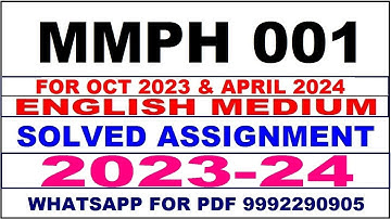 mmph 1 solved assignment 2023-24 | mmph 1 solved assignment in english 2024 | mmph 1 2024