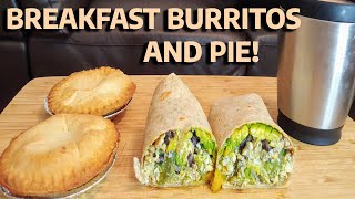 BREAKFAST BURRITOS WITH APPLE AND BLUEBERRY PIE MUKBANG EATING SHOW