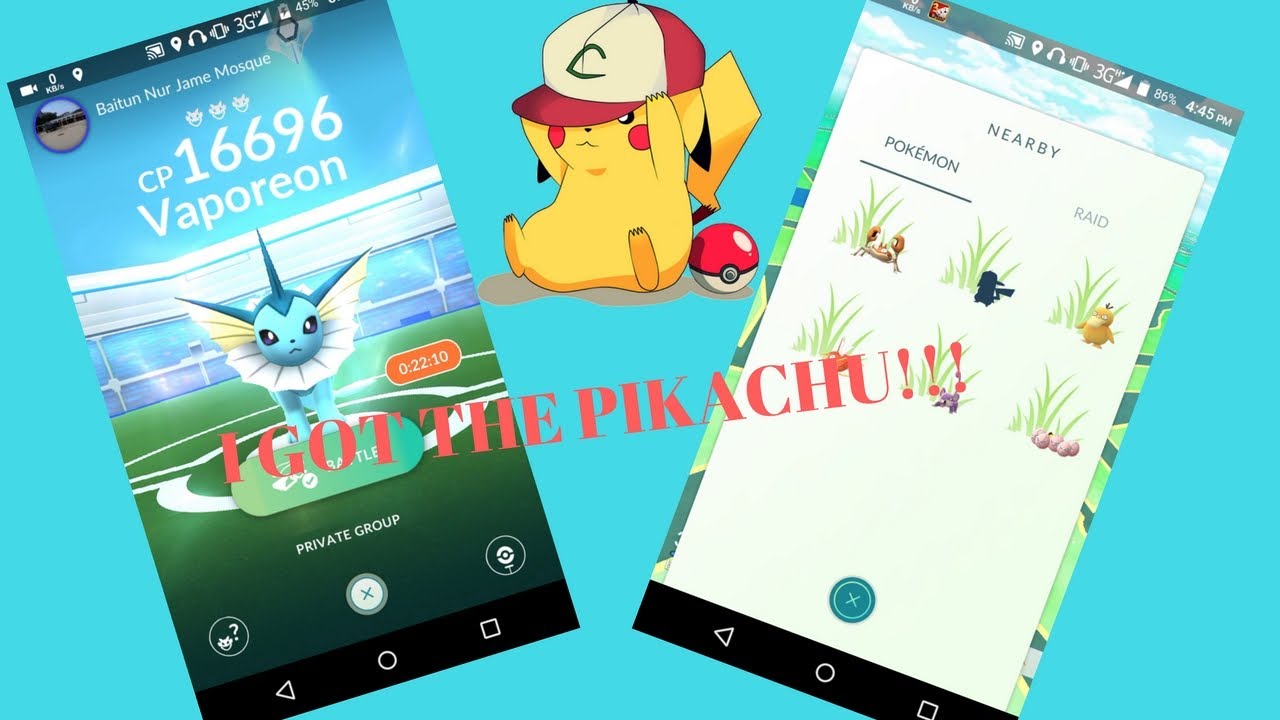 1 Year Anniversary Pokemon Go Pikachu Wearing Ashs Hat Soloing Vaporeonwent Wrong