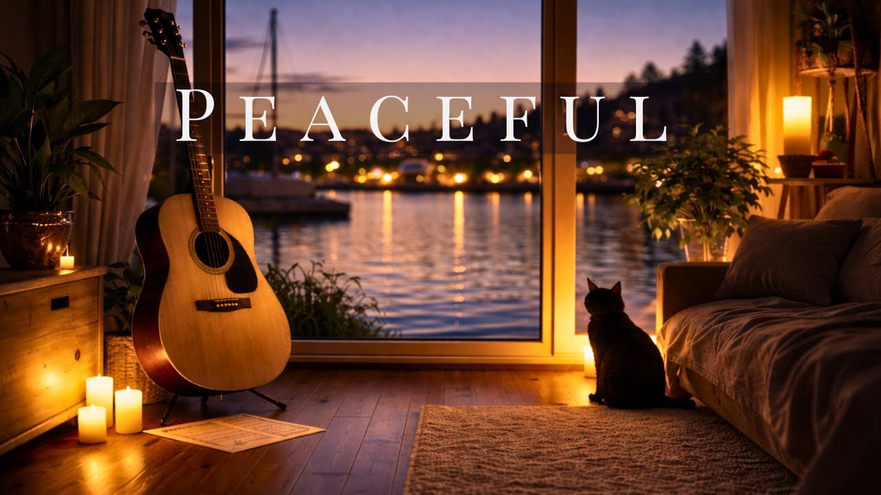 Peaceful Guitar Room at Night🌙 ３Hours for Work, Reading & Relax