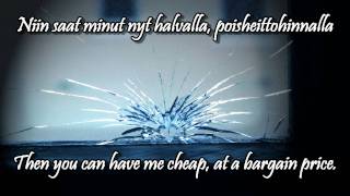 Video thumbnail of "Halvalla w/lyrics (english, finnish)"