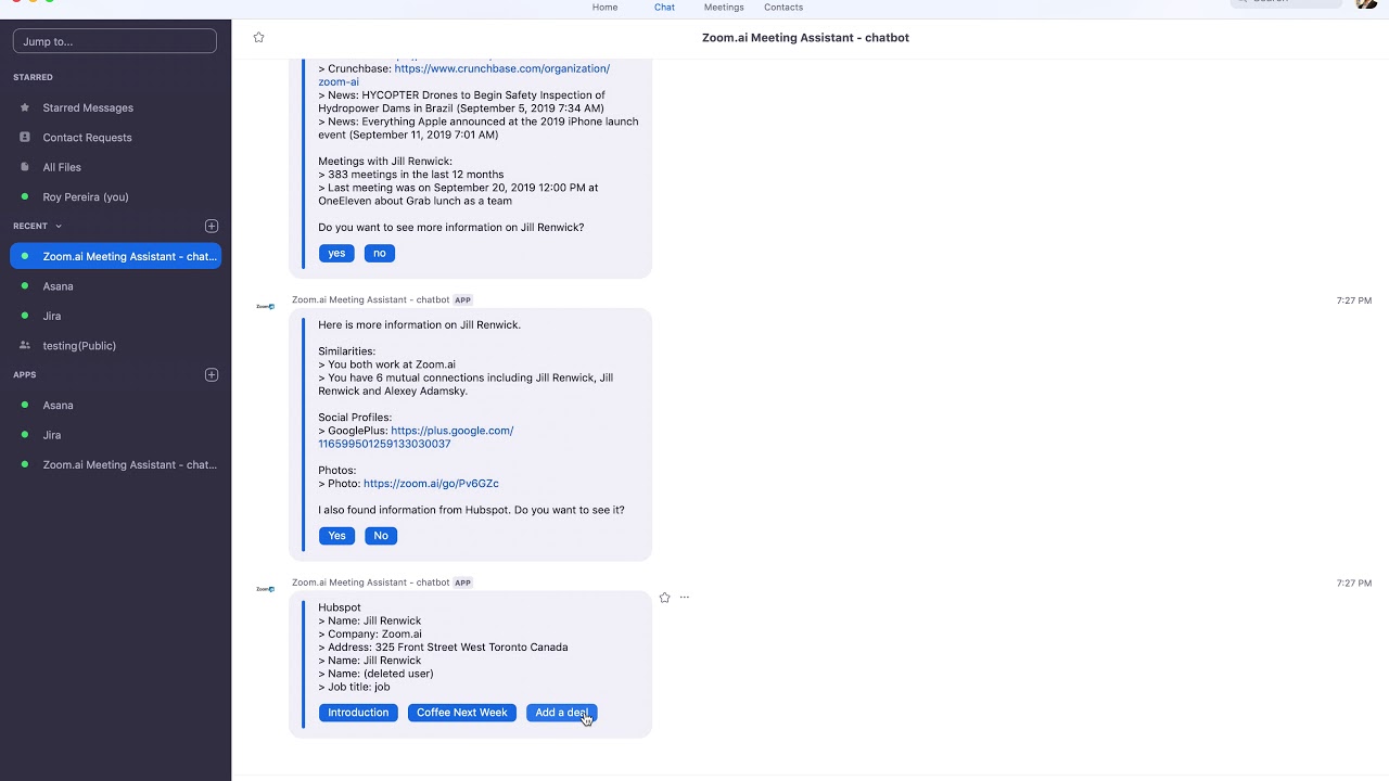 How to use Zoom.ai inside Zoom.us Chat - YouTube