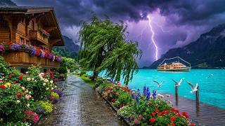 SWITZERLAND 🇨🇭 Heavy Summer Rain in BRIENZ - Alpine Afternoon in INTERLAKEN | Ultra Luxury 4K Walk screenshot 5