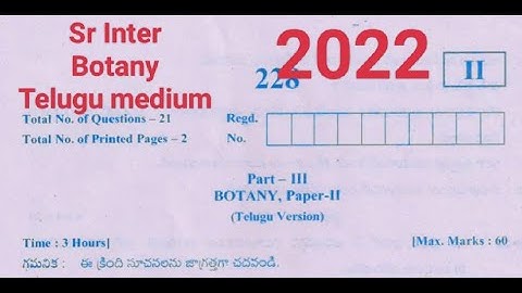 AP Sr.Intermediate BOTANY 2Telugu medium paper 2022||BOTANY previous paper ||important questions||