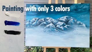 DIY Easy Acrylic Painting with Only 3 Colors | Abstract Mountains Painting for Interior