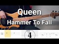 Queen - Hammer To Fall (Bass Cover) Tabs