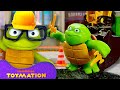 Baby ninja turtles rebuild a hole in the ground   tmnt toys  toymation