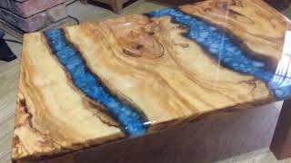 Small coffee table made with live edge olive wood and resin. Available to buy on ebay. http://pages.ebay.com/link/?nav=item.