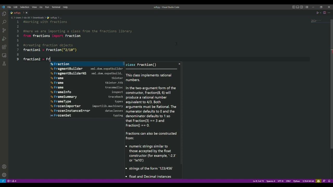 Working with fractions in Python - YouTube