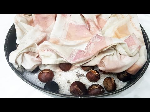 ROASTED CHESTNUTS IN COOKING PAN WITH THE SALT CHESTNUTS SOFT IS EASY FROM TO PEEL  FoodVlogger