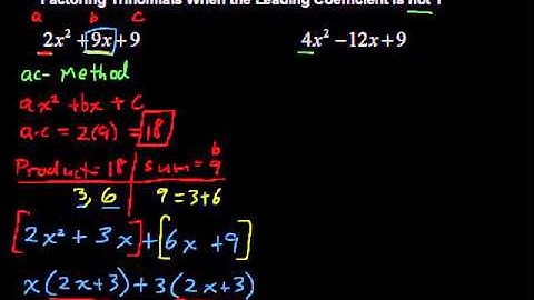 Factoring Trinomials When the Leading Coefficient is not 1 - Algebra Tips