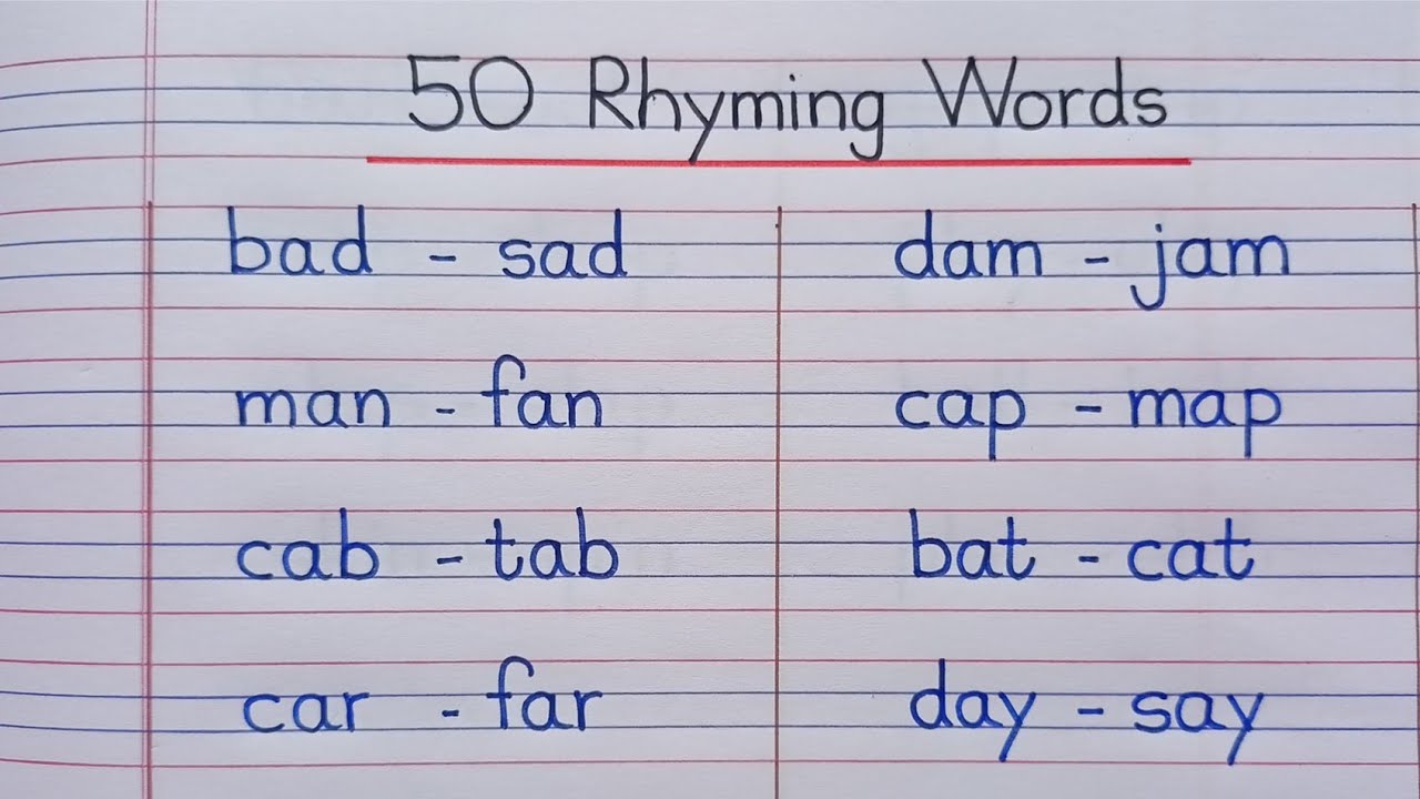 Less Rhyming Words 50 Rhyming Words| Rhyming Words In English| Learn Rhyming Words| - YouTube