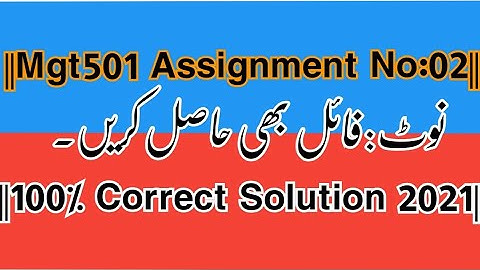 ||Mgt501 Assignment No:02 Spring 2021||100% Correct Solution 2021|| By Rj Ray Afzal||