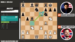 Watch the incredible middlegame in Magnus Carlsen vs Hikaru Nakamura! Carlsen Invitational 2020