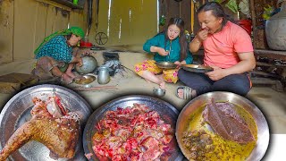 Local Chicken soup and Nepali National food flour Rice 