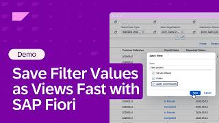 Save Filter Values as Views Fast with SAP Fiori | Demo