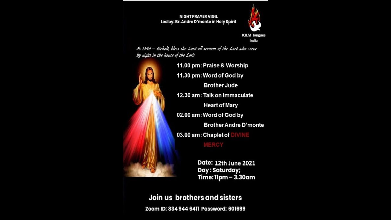 Jcilm Tongues India Night Vigil On 12th June 21 Youtube